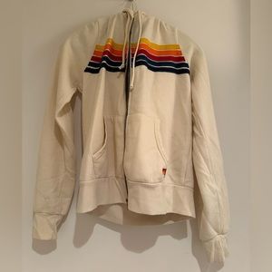 5 stripe aviator nation hoodie vintage white